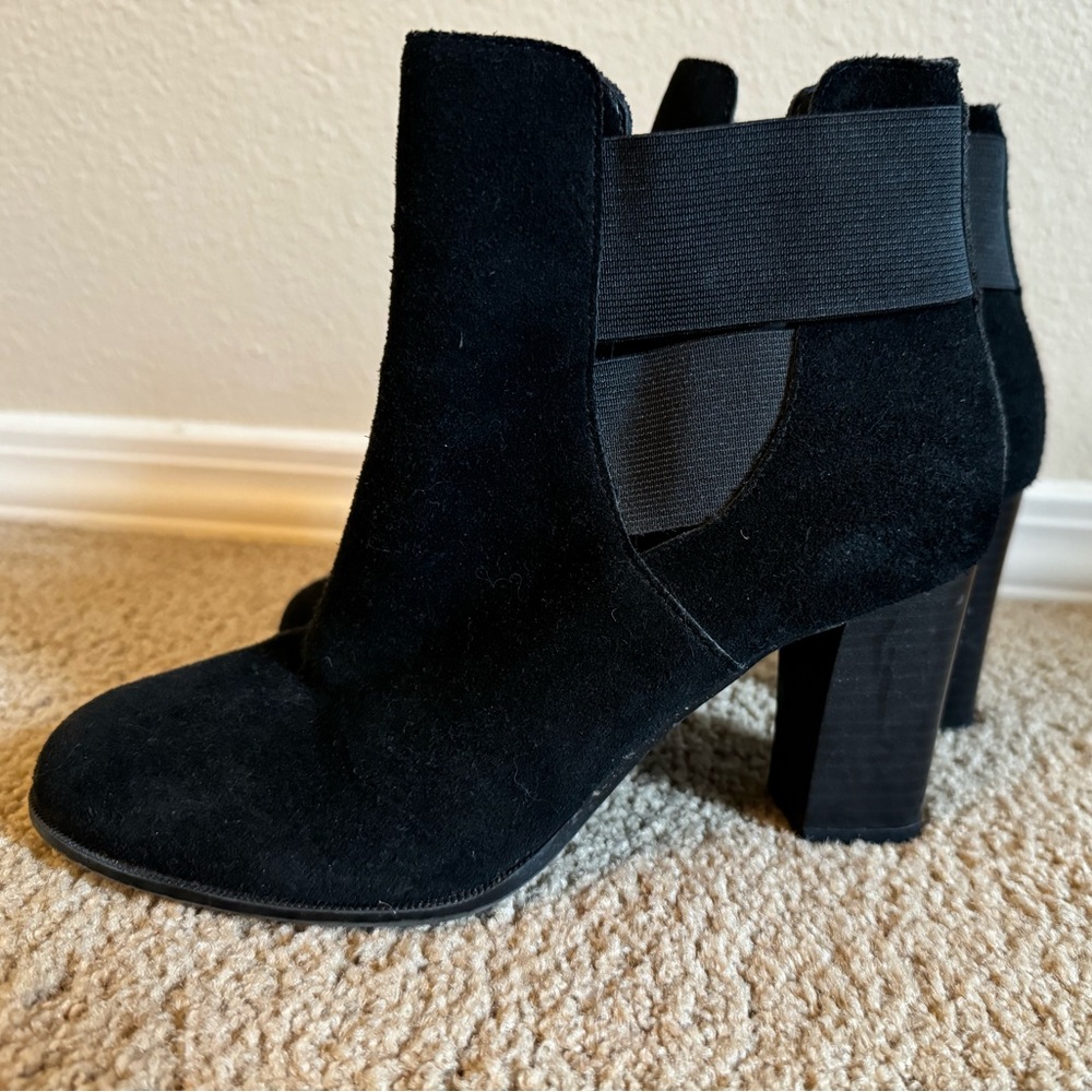 Leather Kenneth Cole black suede heeled ankle boots 7.5